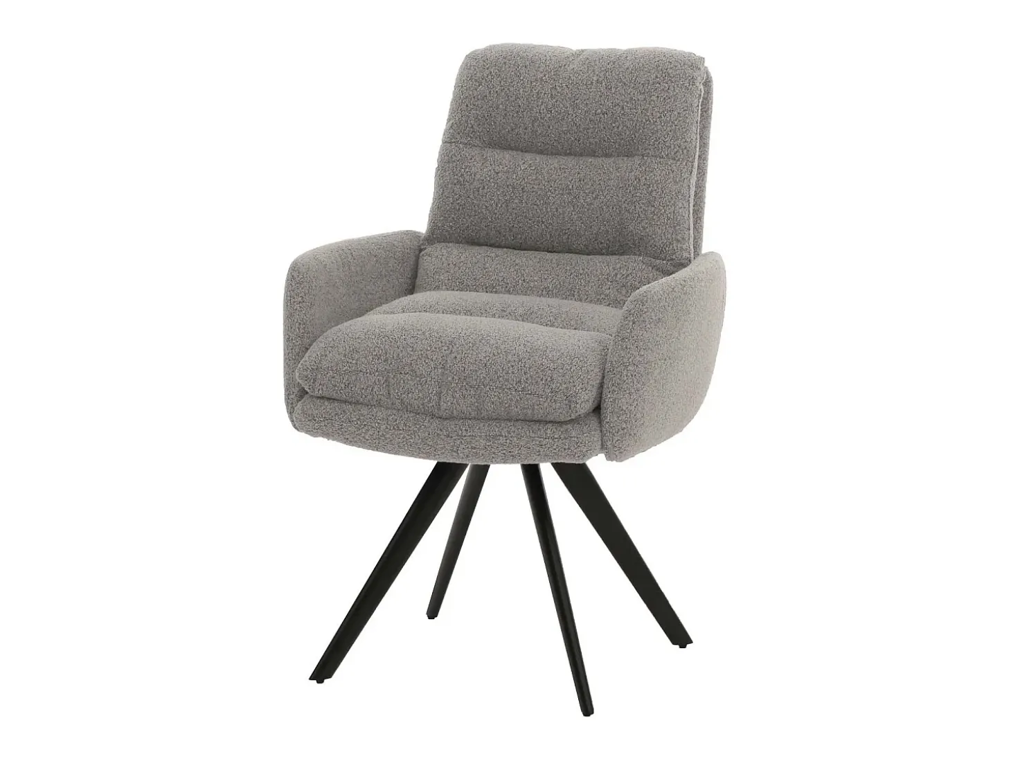 Silla de comedor MCW-G66 Bouclé, gris claro, con reposabrazos