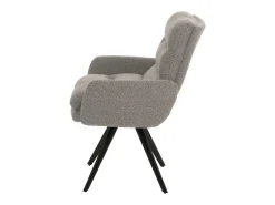 Silla de comedor MCW-G66 Bouclé, gris claro, con reposabrazos
