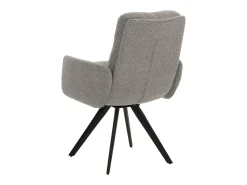 Silla de comedor MCW-G66 Bouclé, gris claro, con reposabrazos