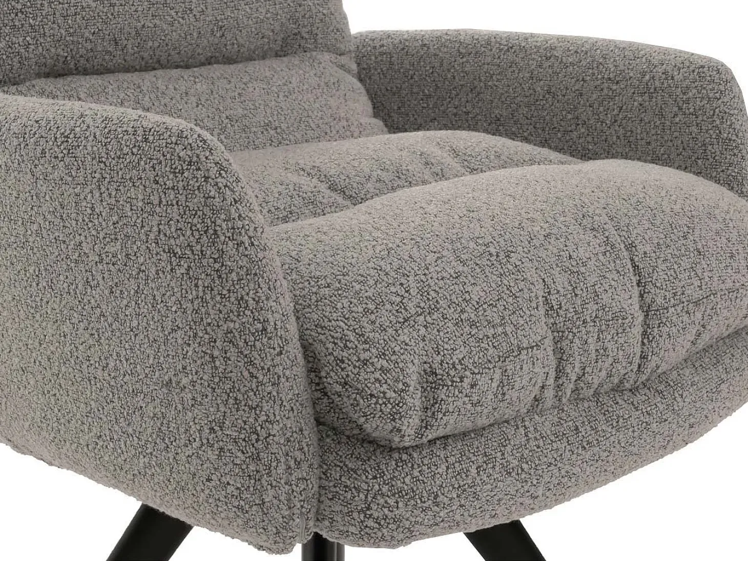 Silla de comedor MCW-G66 Bouclé, gris claro, con reposabrazos