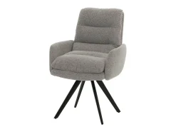 Silla de comedor MCW-G66 Bouclé, gris claro, con reposabrazos