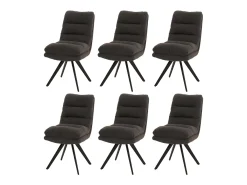 Silla de comedor MCW-G66 Bouclé (juego de 6), gris oscuro