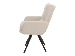 Silla de comedor MCW-G66 Bouclé, blanco crema, con reposabrazos
