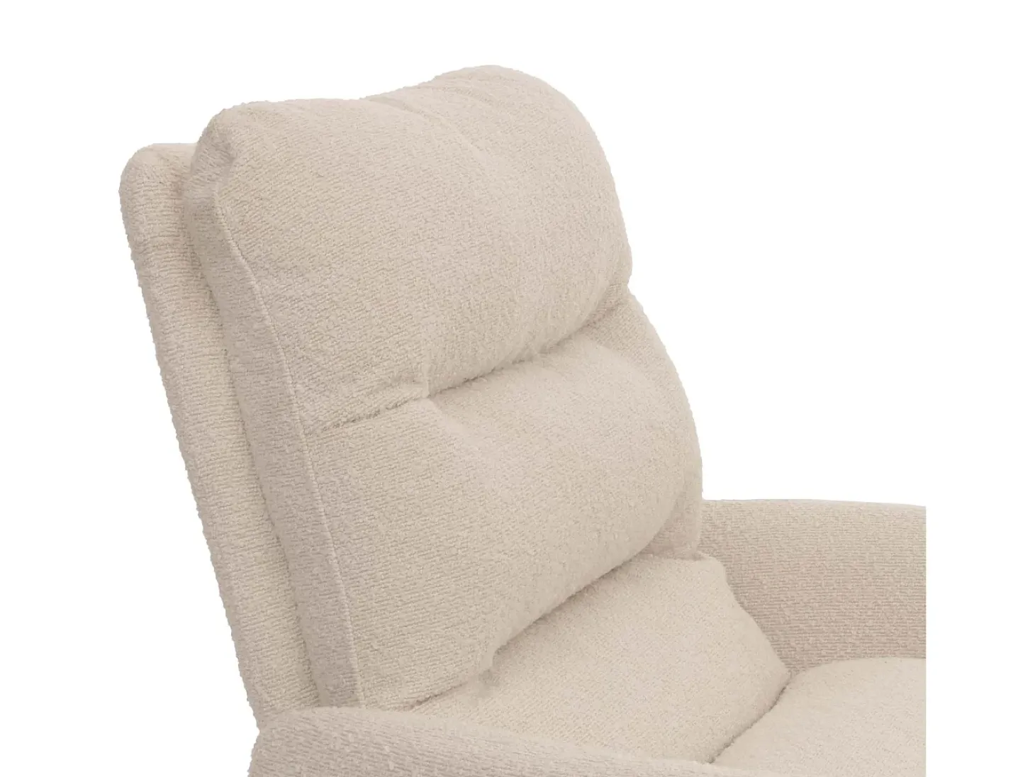 Silla de comedor MCW-G66 Bouclé, blanco crema, con reposabrazos
