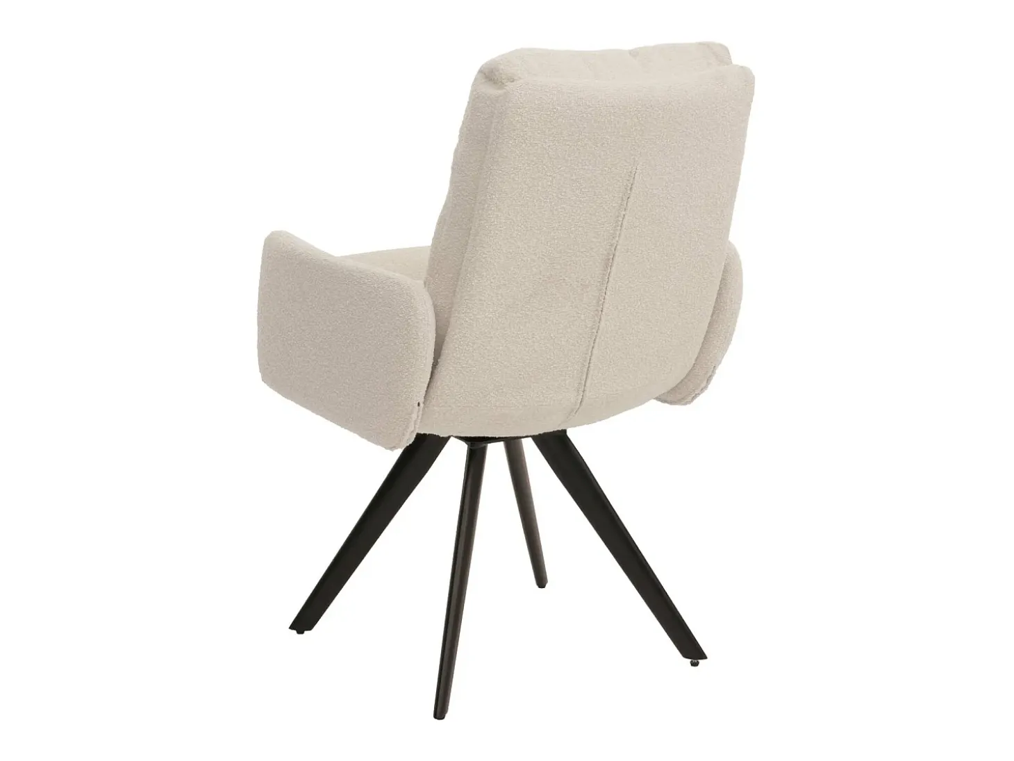 Silla de comedor MCW-G66 Bouclé, blanco crema, con reposabrazos