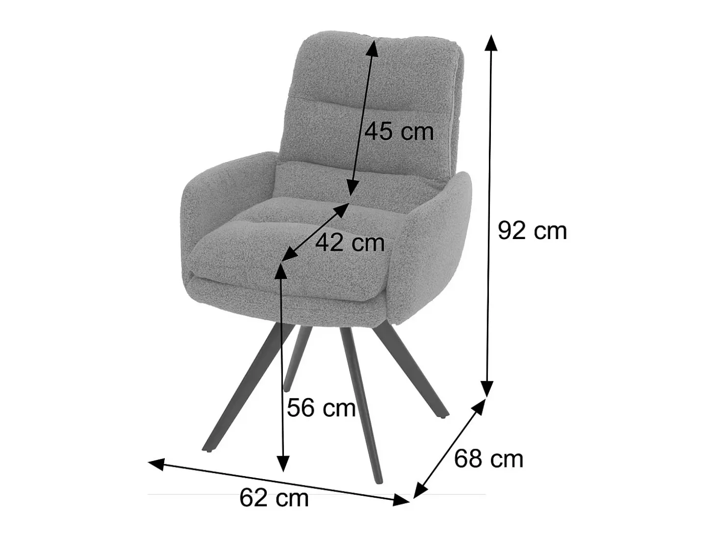 Silla de comedor MCW-G66 Bouclé, blanco crema, con reposabrazos