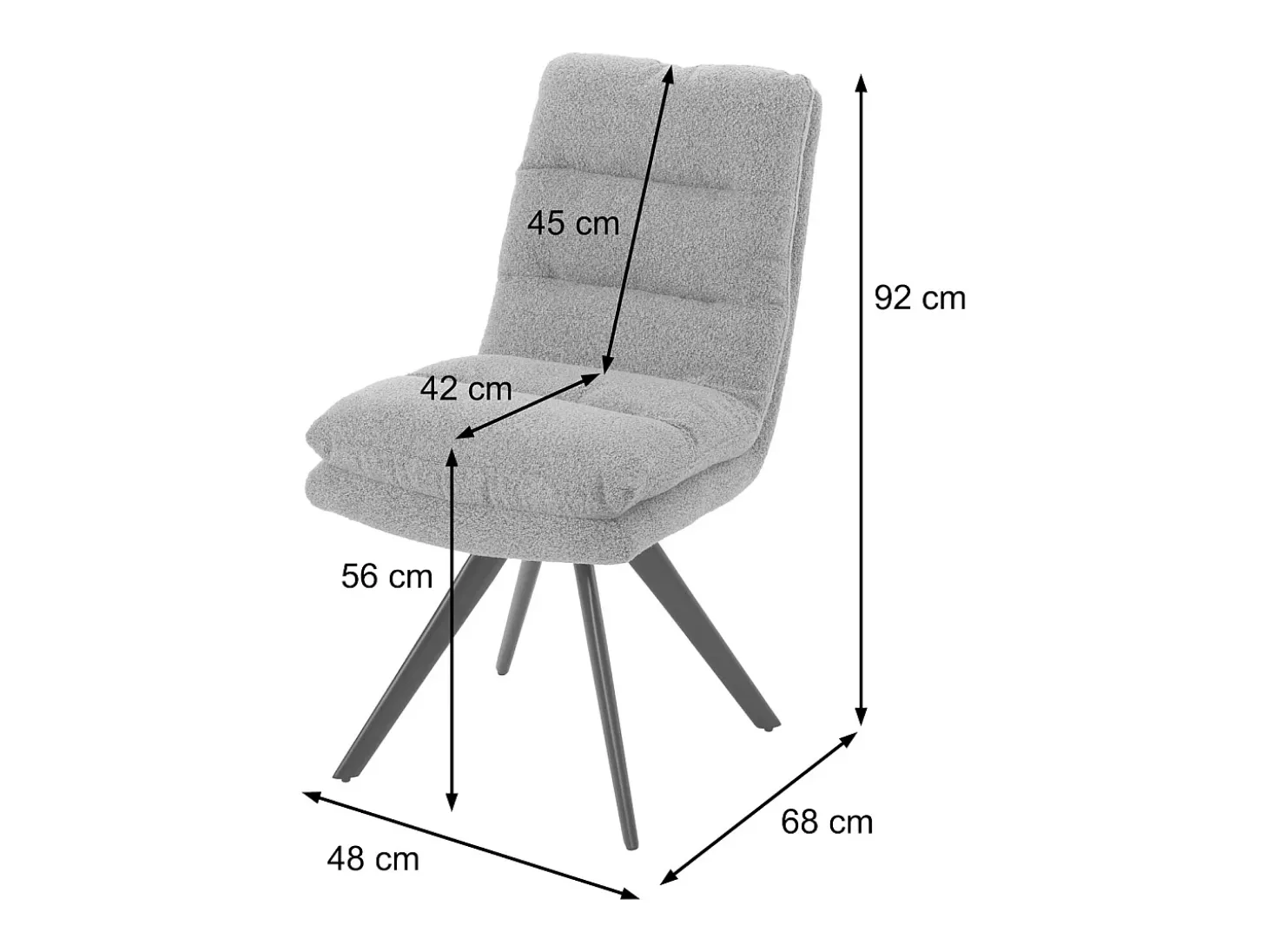 Silla de comedor MCW-G66 Bouclé, gris oscuro