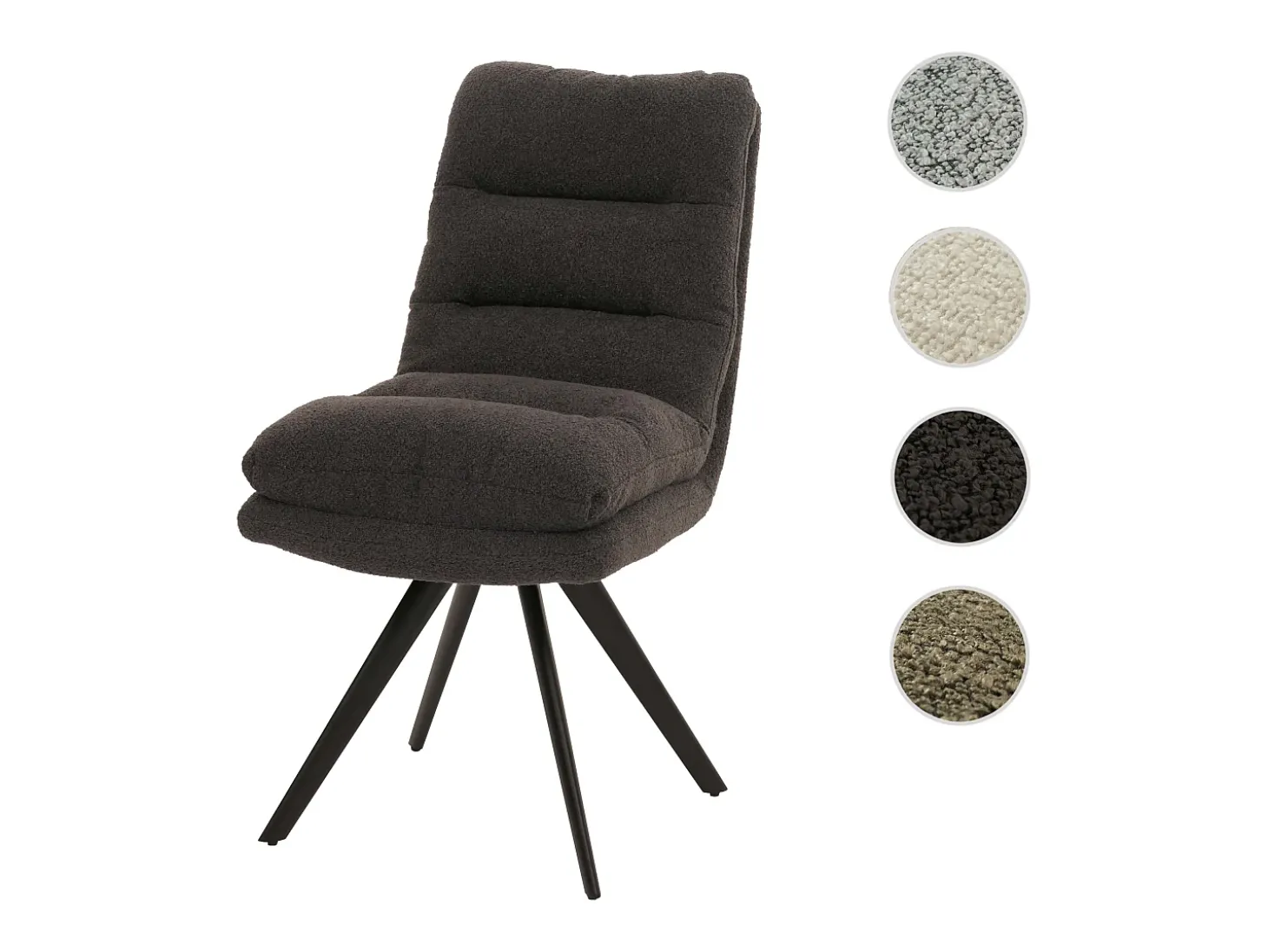Silla de comedor MCW-G66 Bouclé, gris oscuro