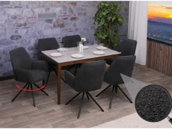 Silla de comedor MCW-G67 Bouclé (set de 6), gris oscuro