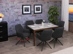 Silla de comedor MCW-G67 Bouclé (set de 6), gris oscuro