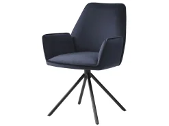 Silla de comedor MCW-G67 (juego de 6), azul antracita, patas negras