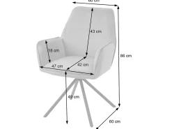 Silla de comedor MCW-G67 (juego de 6), azul antracita, patas negras