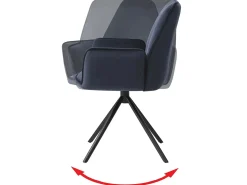 Silla de comedor MCW-G67 (juego de 6), azul antracita, patas negras
