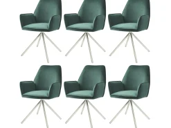 Silla de comedor MCW-G67 (juego de 6), verde, acero inoxidable
