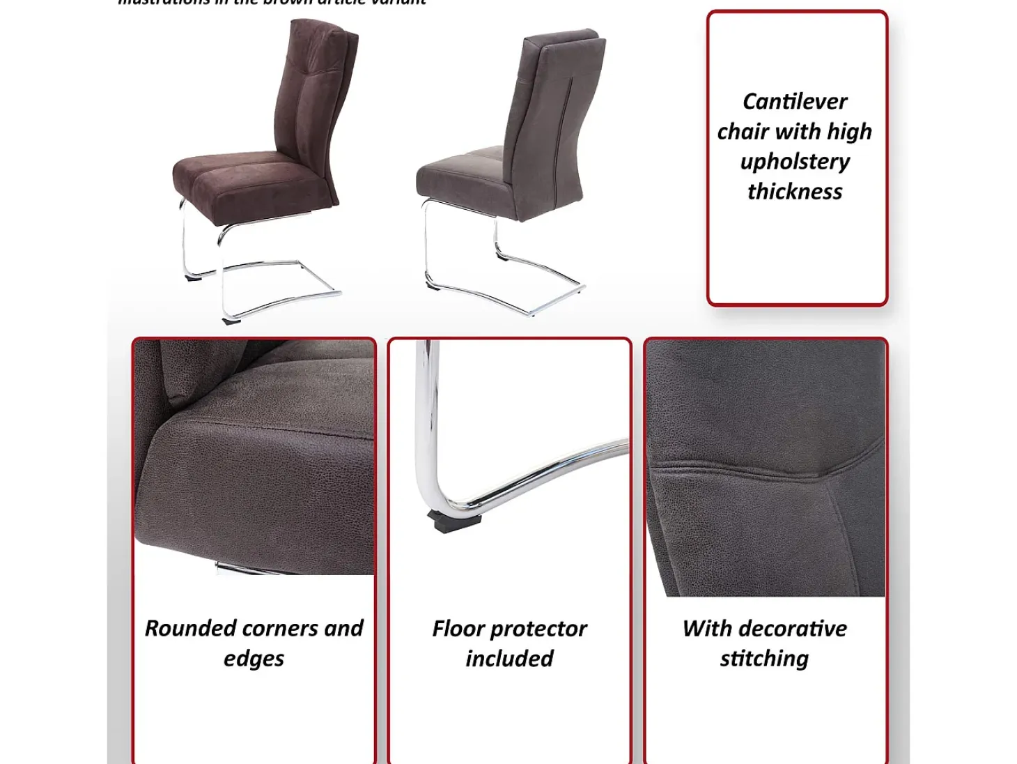 Silla de comedor MCW-G56 (juego de 2), marrón