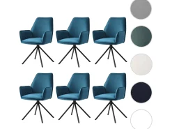 Silla de comedor MCW-G67 (juego de 6), azul turquesa, patas negras