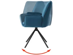 Silla de comedor MCW-G67 (juego de 6), azul turquesa, patas negras