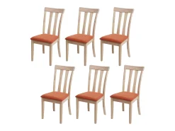 Silla de comedor MCW-G46 (juego de 6), estructura color natural, naranja