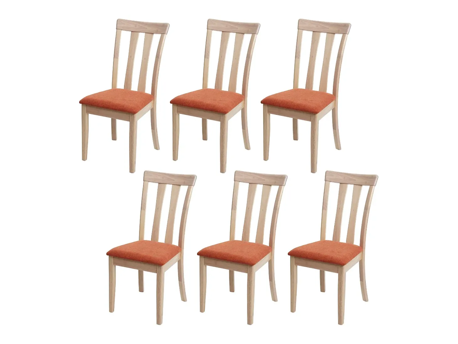 Silla de comedor MCW-G46 (juego de 6), estructura color natural, naranja