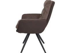 Silla de comedor MCW-G66 (juego de 6), marrón-marrón oscuro, con reposabrazos