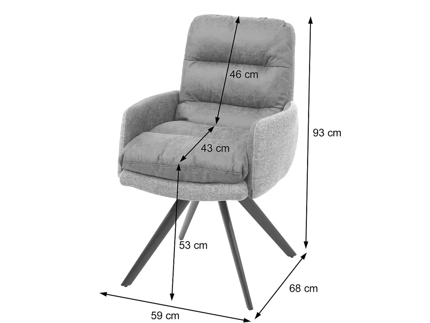 Silla de comedor MCW-G66 (juego de 6), marrón-marrón oscuro, con reposabrazos