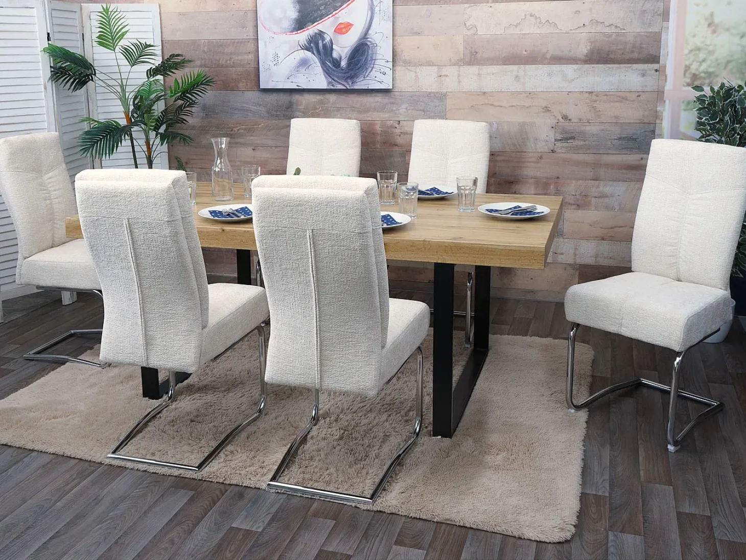 Silla de comedor MCW-G56 (juego de 2), crema