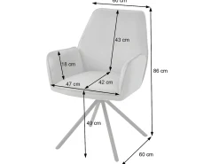 Silla de comedor MCW-G67 (juego de 6), azul antracita, acero inoxidable