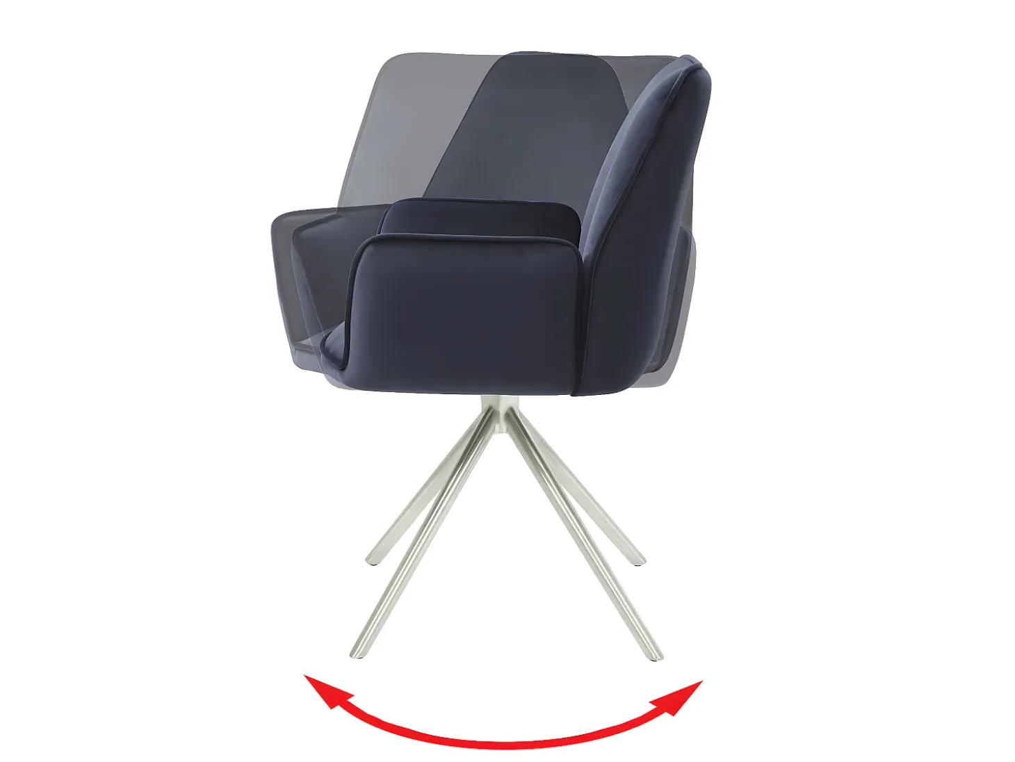 Silla de comedor MCW-G67 (juego de 6), azul antracita, acero inoxidable