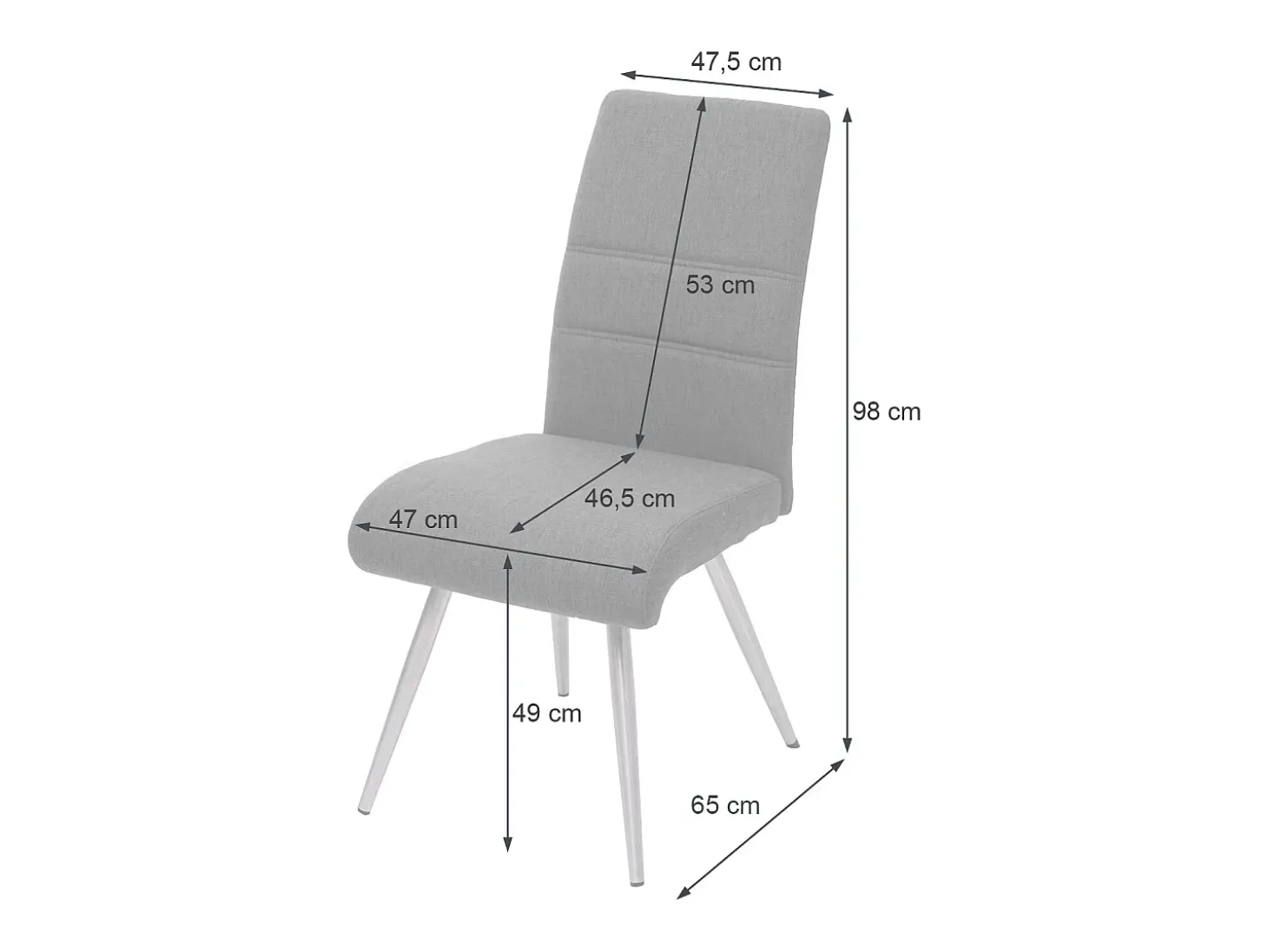 Silla de comedor MCW-G55 (juego de 6), gris oscuro