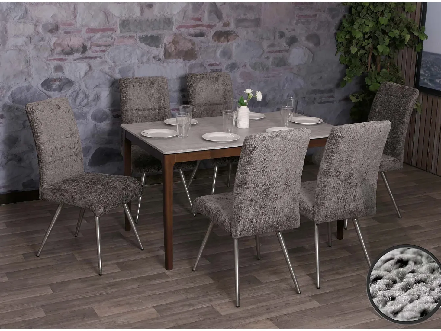 Silla de comedor MCW-G55 (juego de 6), gris oscuro