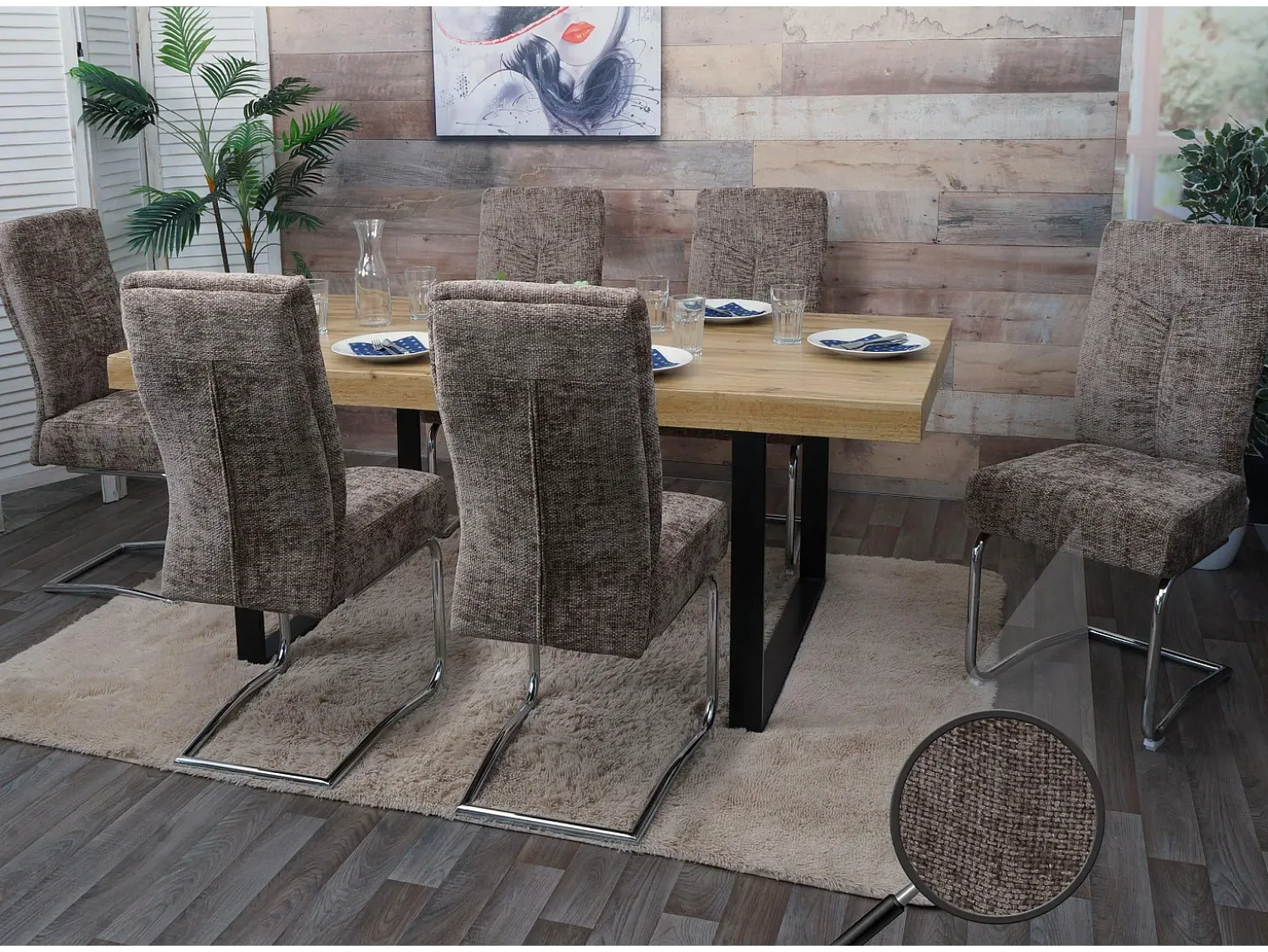 Silla de comedor MCW-G56 (juego de 6), marrón