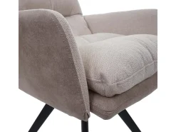 Silla de comedor MCW-G66 (juego de 6), crema, con reposabrazos
