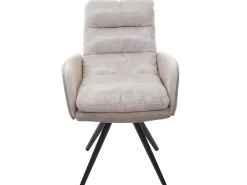 Silla de comedor MCW-G66 (juego de 6), crema, con reposabrazos