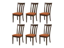 Silla de comedor MCW-G46 (juego de 6), estructura oscura, naranja