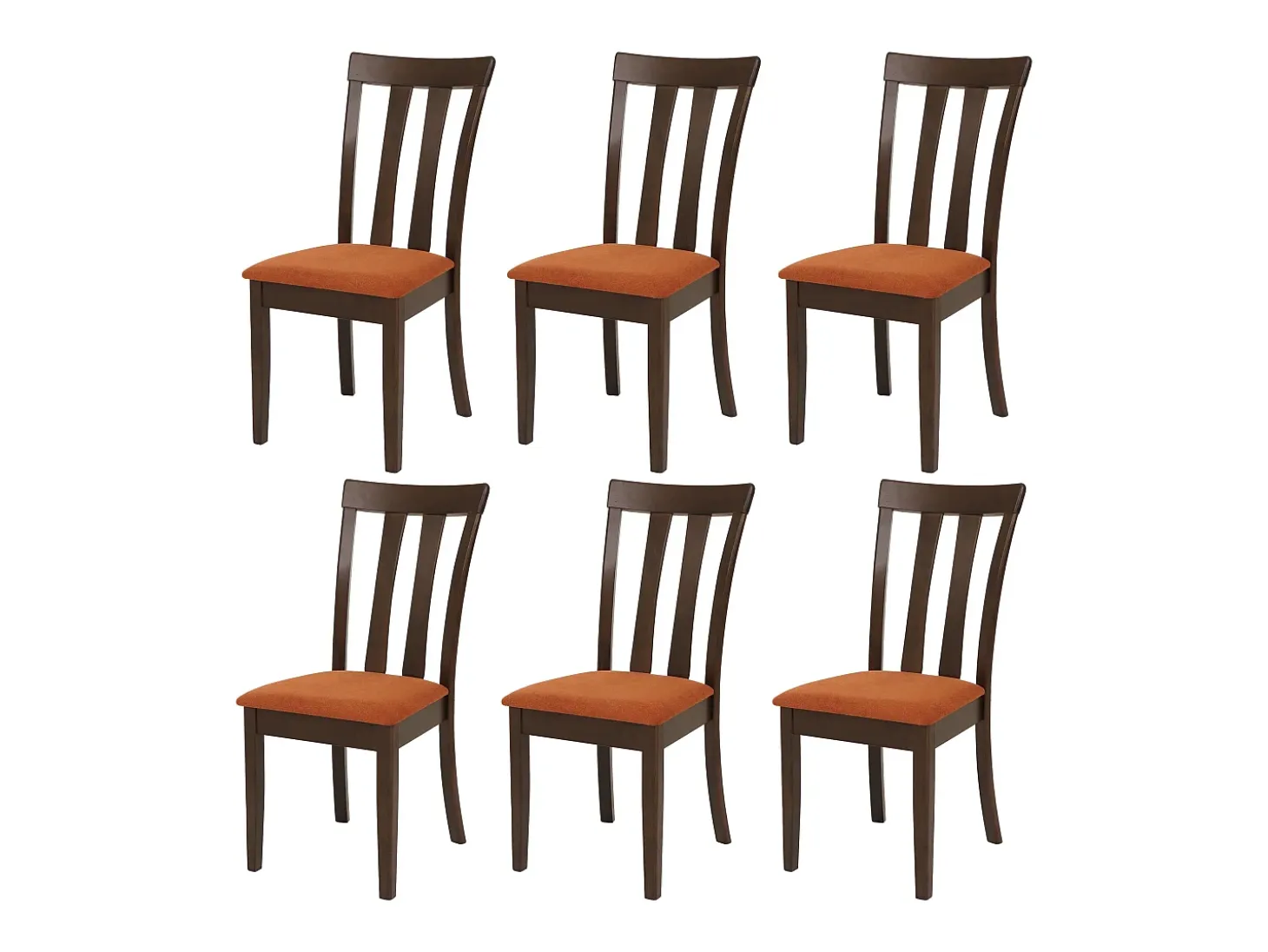 Silla de comedor MCW-G46 (juego de 6), estructura oscura, naranja