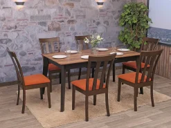 Silla de comedor MCW-G46 (juego de 6), estructura oscura, naranja