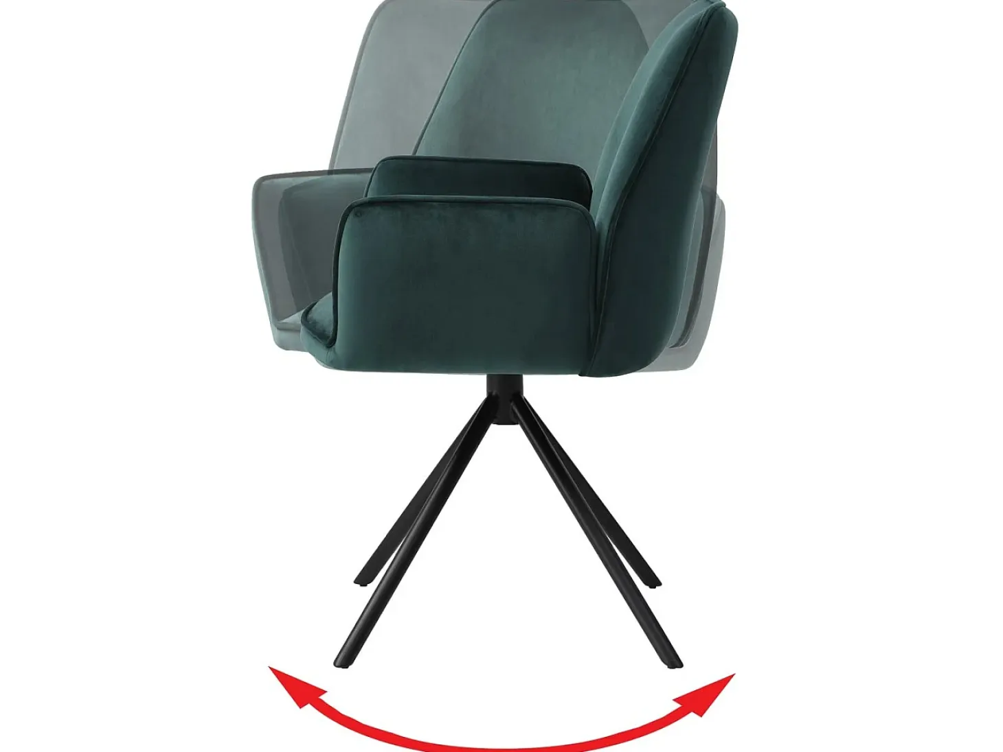 Silla de comedor MCW-G67 (juego de 6), verde, patas negras