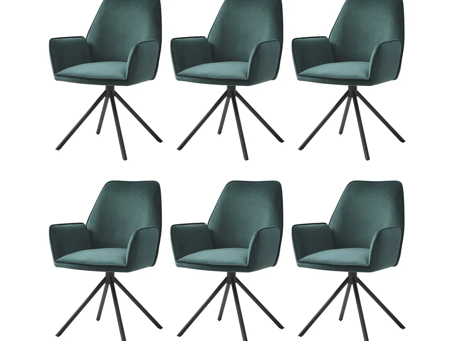 Silla de comedor MCW-G67 (juego de 6), verde, patas negras