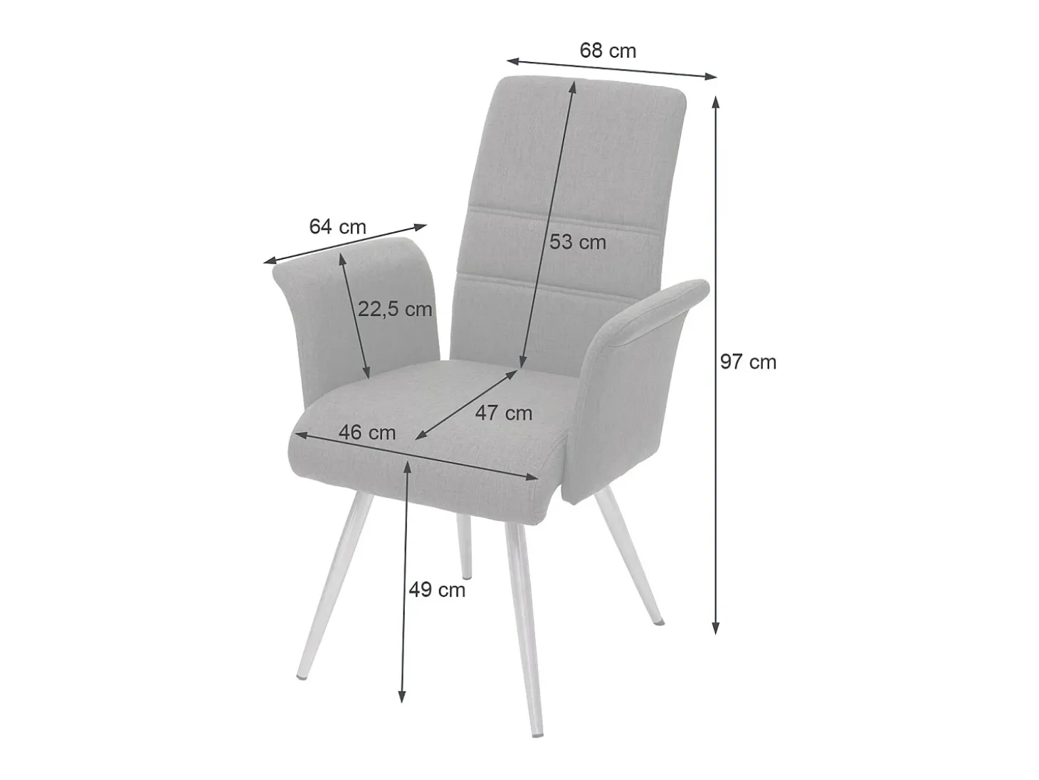 Silla de comedor MCW-G55 (set de 2), gris-marrón