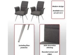 Silla de comedor MCW-G55 (set de 2), gris-marrón