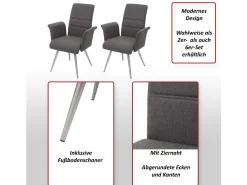 Silla de comedor MCW-G55 (set de 2), gris-marrón