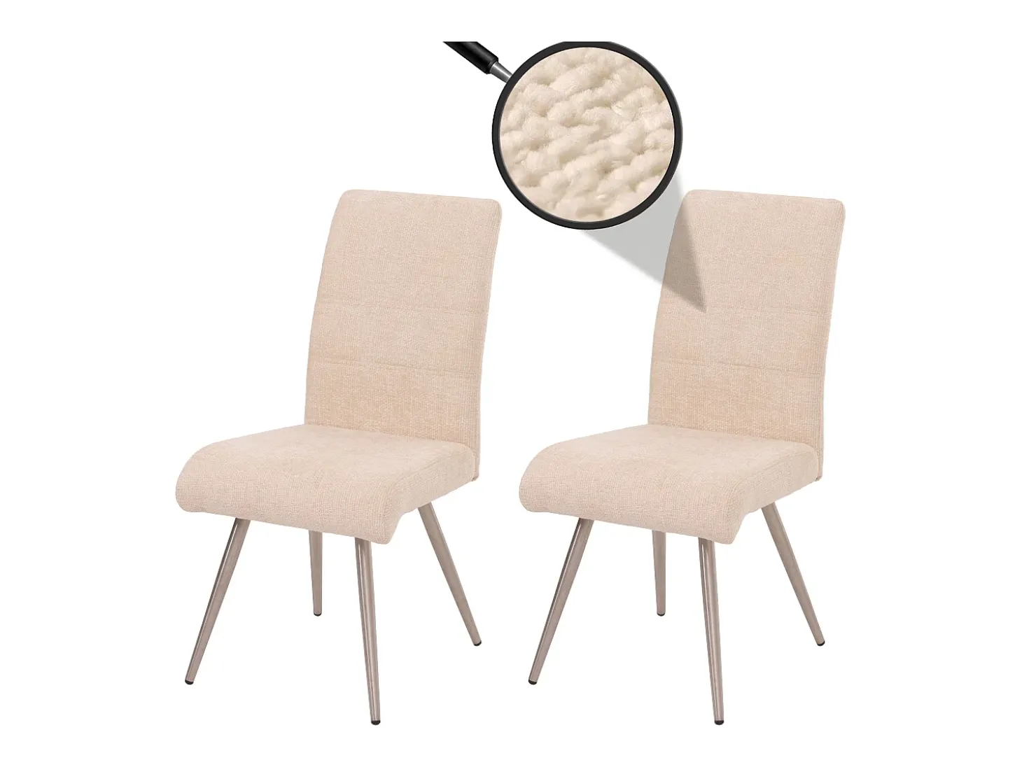 Silla de comedor MCW-G55 (set de 2), crema