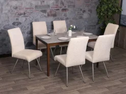 Silla de comedor MCW-G55 (set de 2), crema