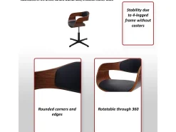 Silla de comedor MCW-H46, aspecto nogal, tela gris oscuro