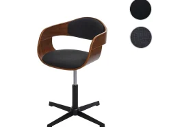 Silla de comedor MCW-H46, aspecto nogal, tela gris oscuro