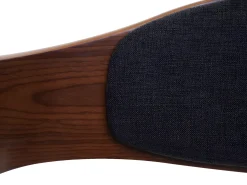 Silla de comedor MCW-H46, aspecto nogal, tela gris oscuro