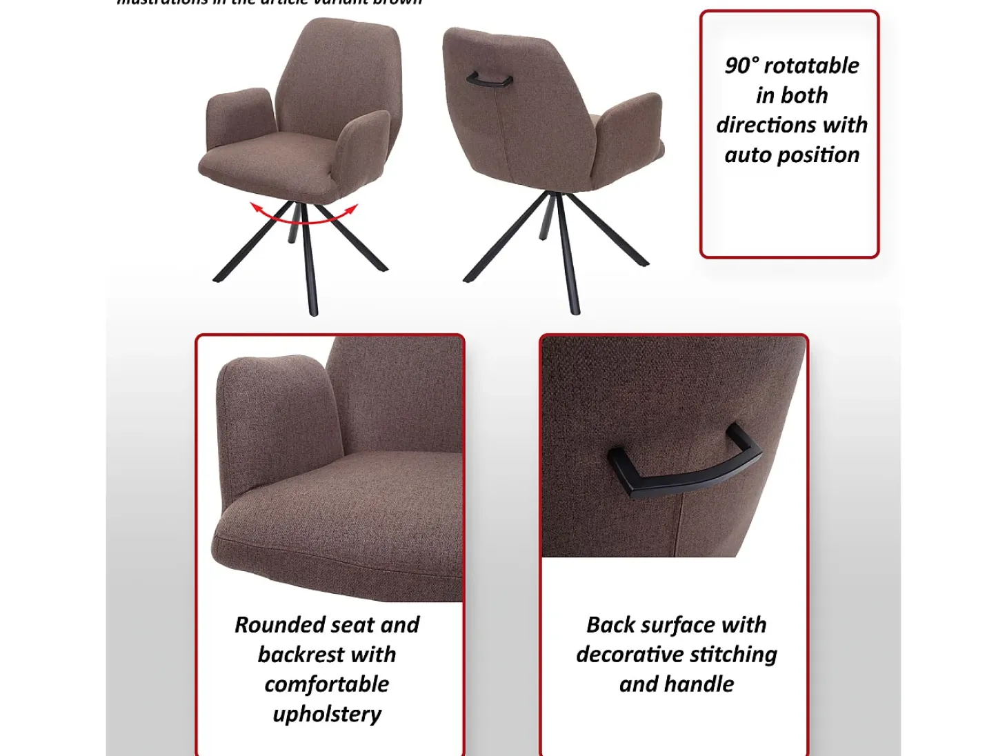 Silla de comedor MCW-H71, gris-marrón
