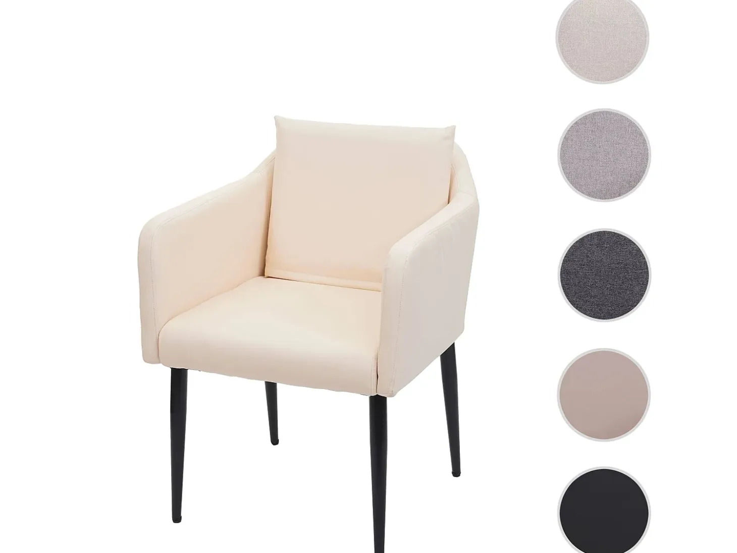 Silla de comedor MCW-H93, polipiel crema-beige