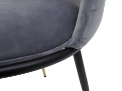 Silla de comedor MCW-H28 (juego de 6), gris, patas negras, terciopelo