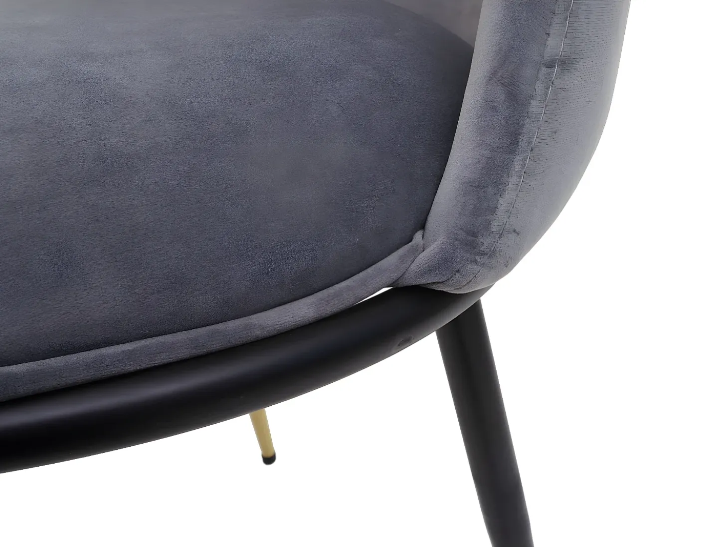 Silla de comedor MCW-H28 (juego de 6), gris, patas negras, terciopelo